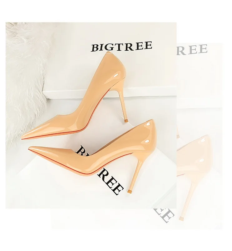 Shoes Patent Leather Women Pumps Sexy High Heels Pointed Lady Party Shoes Stilettos Women Heels Fashion Wedding Shoes