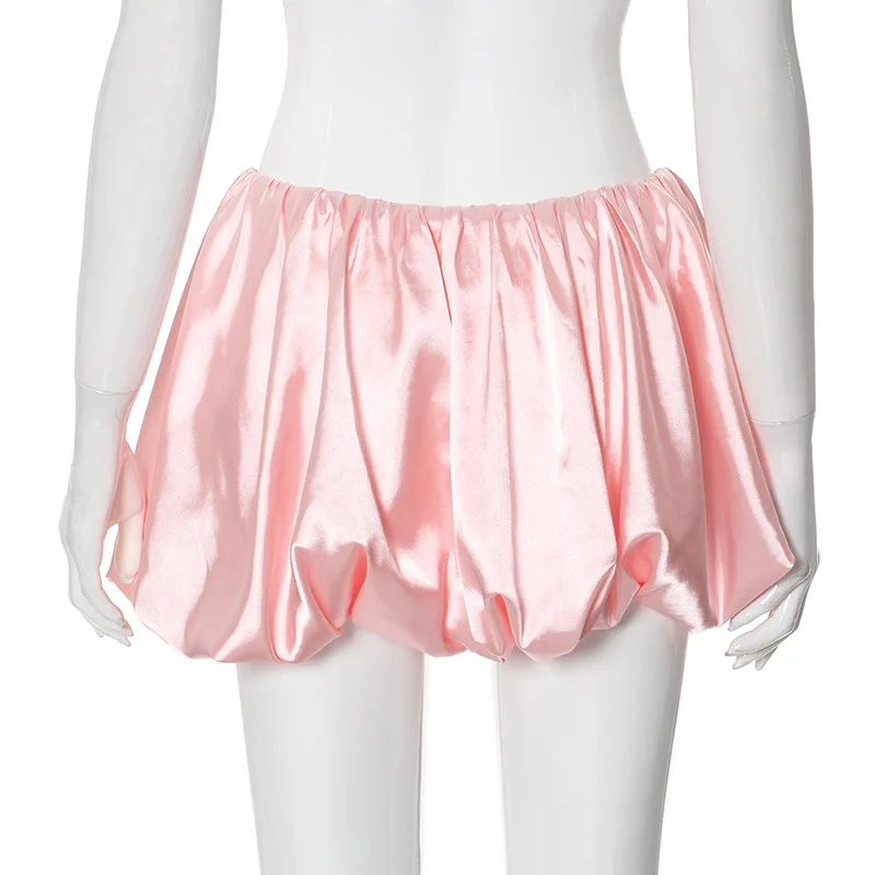 Folds Skirt Mini Skirt Women's Solid Elastic Waist Fashion Patchwork Ball Gown Summer New Mini Skirt Female