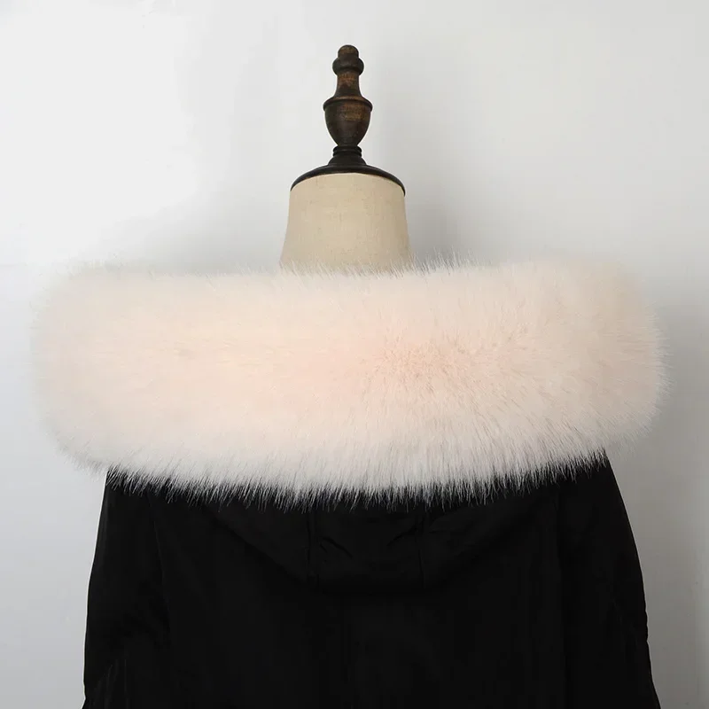 Soft Women Scarf Winter Faux Fox Fur Collar Furry Warm Thicken Men Parka Coat Hood Decor Fake Fur Shawl Luxury Scarves