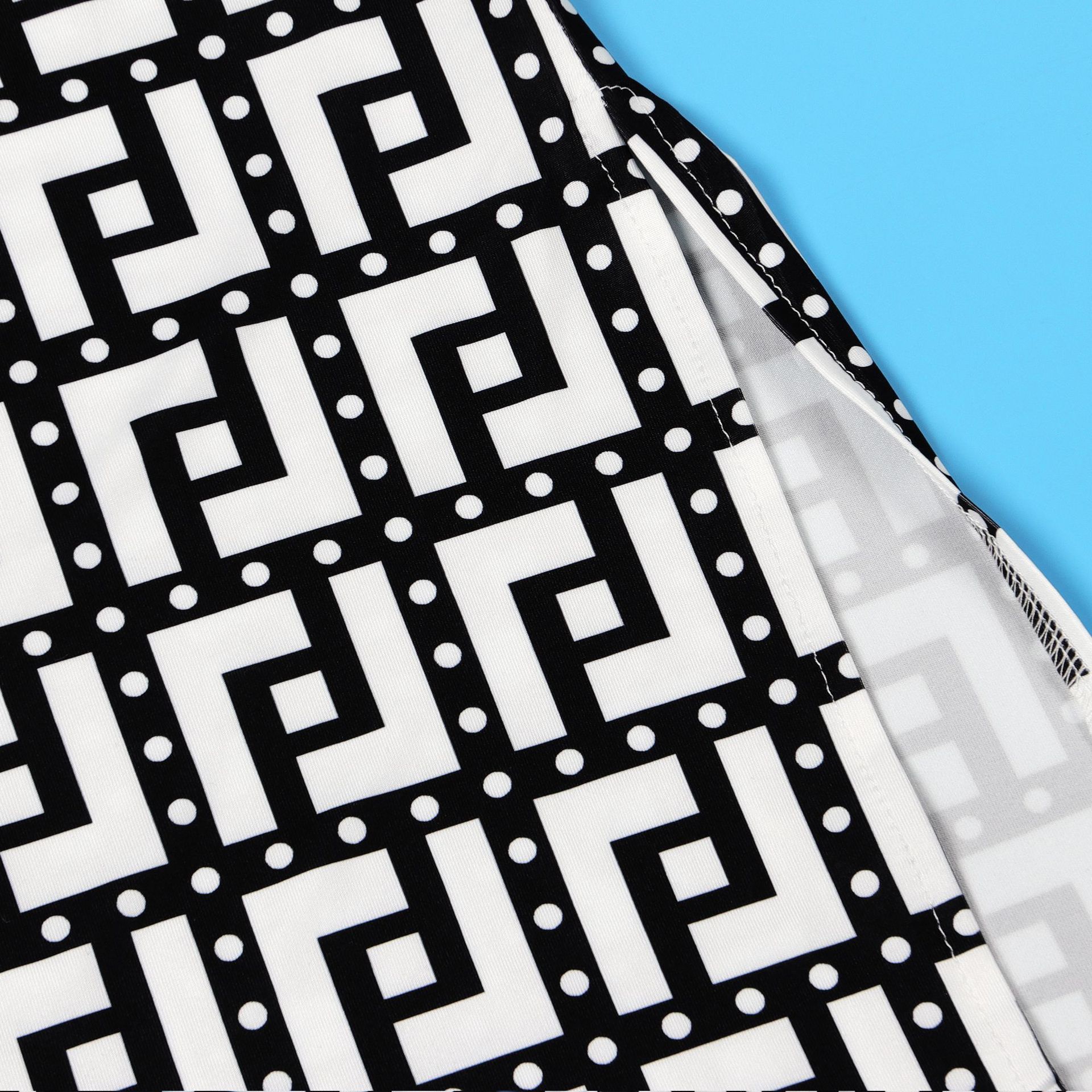 Women Printed V neck Pleating Wide Leg Pants Two Piece Set