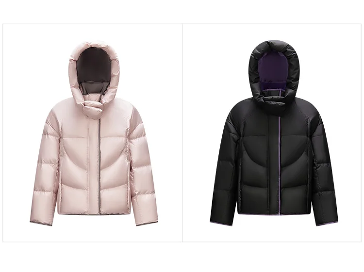 Down Jacket Women Loose Contrasting Colors New Winter Hooded Puffer Jacket Trendy Personality Fashionable