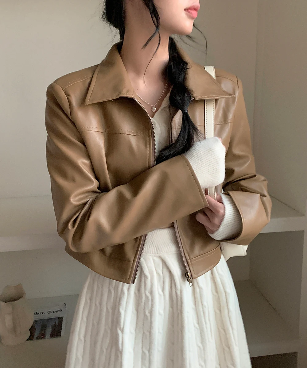 Korean Fashion Two-piece Set Women Pullover Turn-down Collar Crop Top Mini Skirt Solid Casual Suit Autumn New Knitwear Outfits