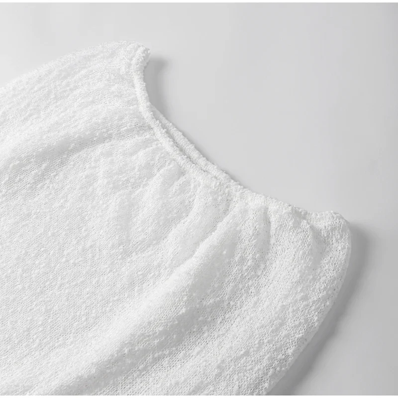 Beach Knitted Off The Shoulder Long Dress Women Slim Flare Sleeve Hollow Out Maxi Dresses 2025 Summer Lady Hip Package Robes