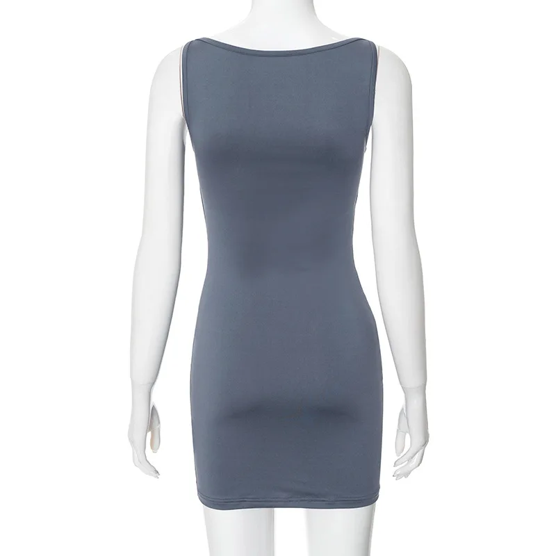 Minimalist Bodycon Dress For Women Outfits Sleeveless Vestidos De Mujer Solid Streetwear One Piece Summer Clothing Office Lady