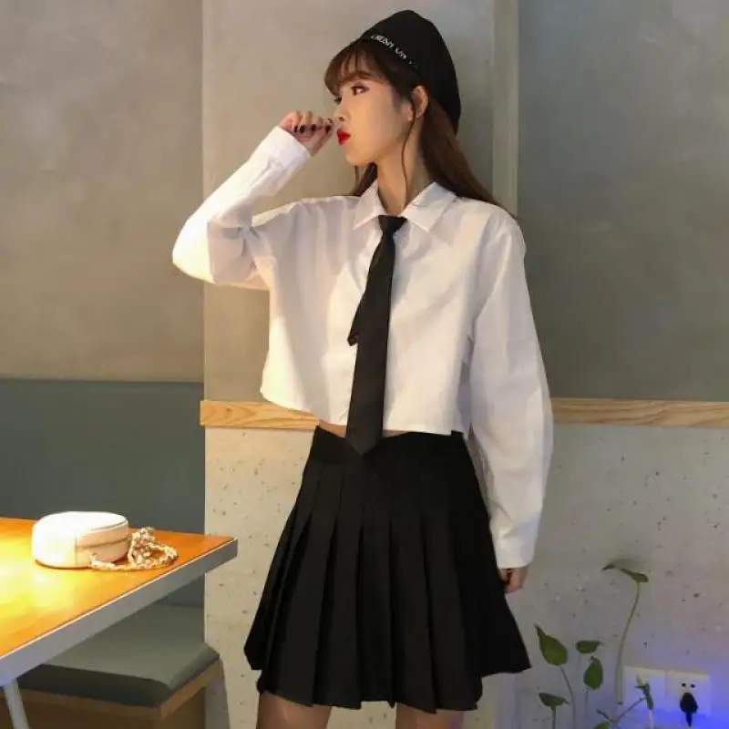 Oversize White Cropped Shirt Women Summer Short Sleeve Polo Neck Sweet Preppy Button Short Shirts Korean Female Blouses Blusa
