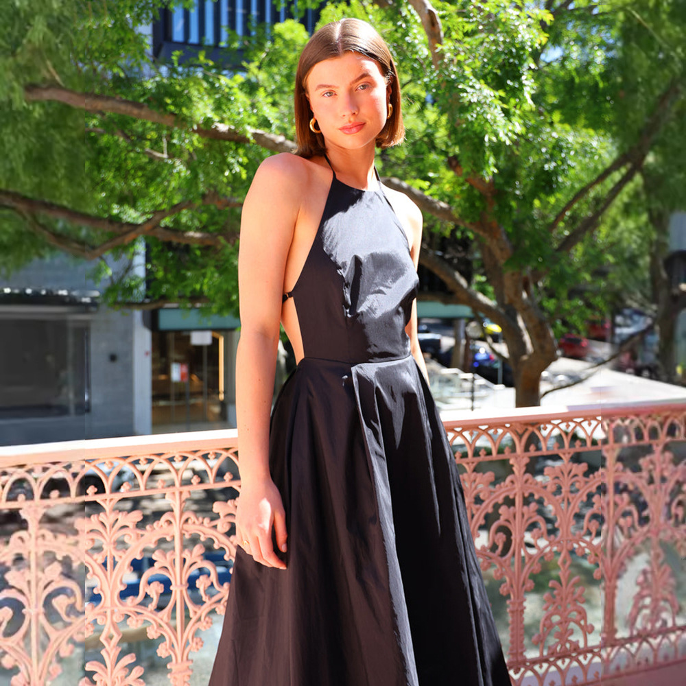 Seaside Vacation Dress Women Summer Design Backless Lace up Beach Dress French Halter