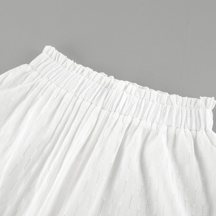 Summer Sexy Pants Set Women Ruffled Stitching Flying Sleeves Jacquard Slit