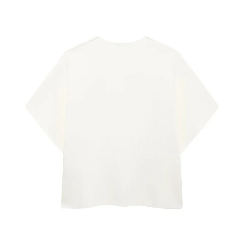 Fashion Knitted Vest Top for Women Short Sleeve V-neck Buttons Loose White Waistcoat Cardigan Female Autumn New in Outwears