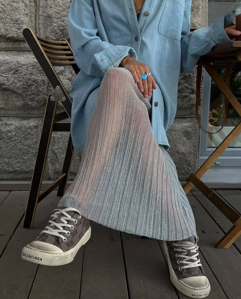 See Through Long Skirt For Women High Waist Sexy Hollow Out Skirts Womens Club Fashion Party Hot Girls Faldas De Mujer