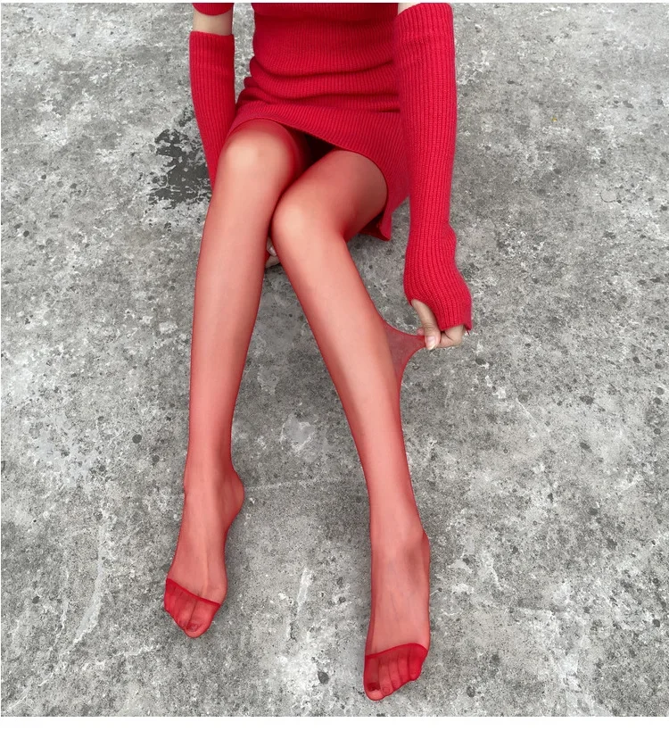 Red Tights Women Winter See Through Slim Lingerie Women's Pantyhose New Lingerie Lace Leggings Bodys Sexy Socks Ladies