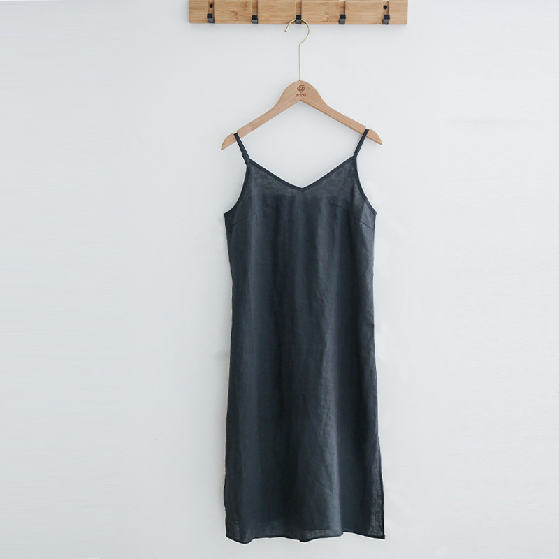 Pure Linen Slip Dress Simple Inner Wear Dress Niche Vacation Cotton Linen Home Nightdress Vest Dress