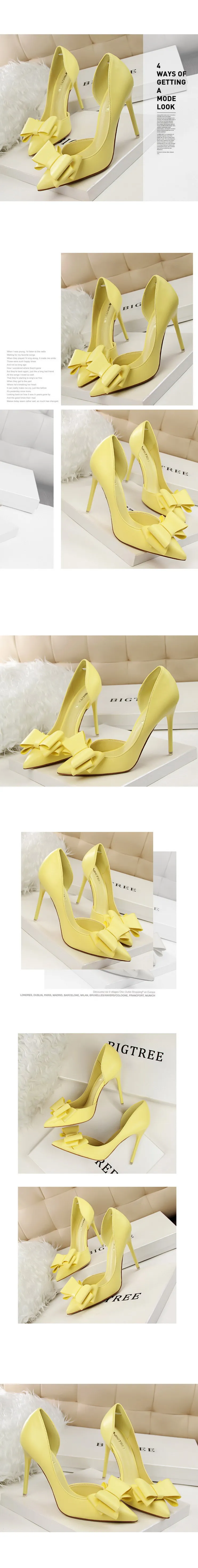 Shoes Bow-knot Woman Pumps Stiletto 10.5 Cm Women Basic Pump Pointed Toe Classic Pumps Sexy High Heels Women Shoes