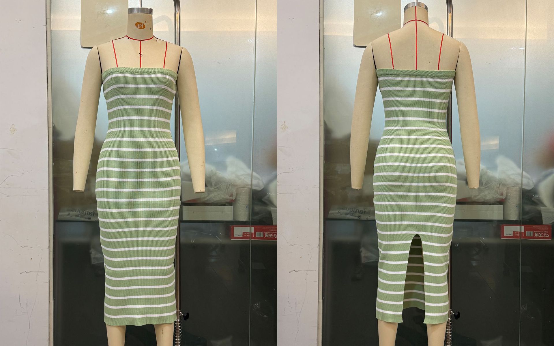 Vacation Dress French Elegant Knitted Maxi Dress Summer Striped Stitching Sexy Strapless Dress Maxi Dress