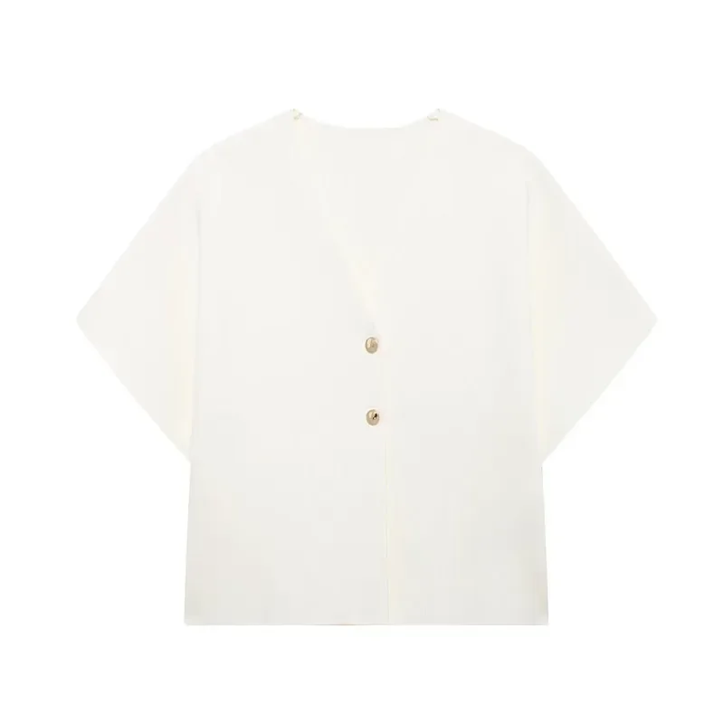 Fashion Knitted Vest Top for Women Short Sleeve V-neck Buttons Loose White Waistcoat Cardigan Female Autumn New in Outwears