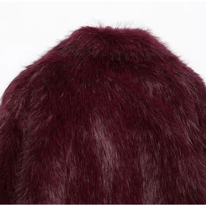 Luxury Brown Faux Fur Jacket Women Oversized Lapel Long Sleeve Fluffy Thicken Coats Female Winter Warm Luxury Streetwear