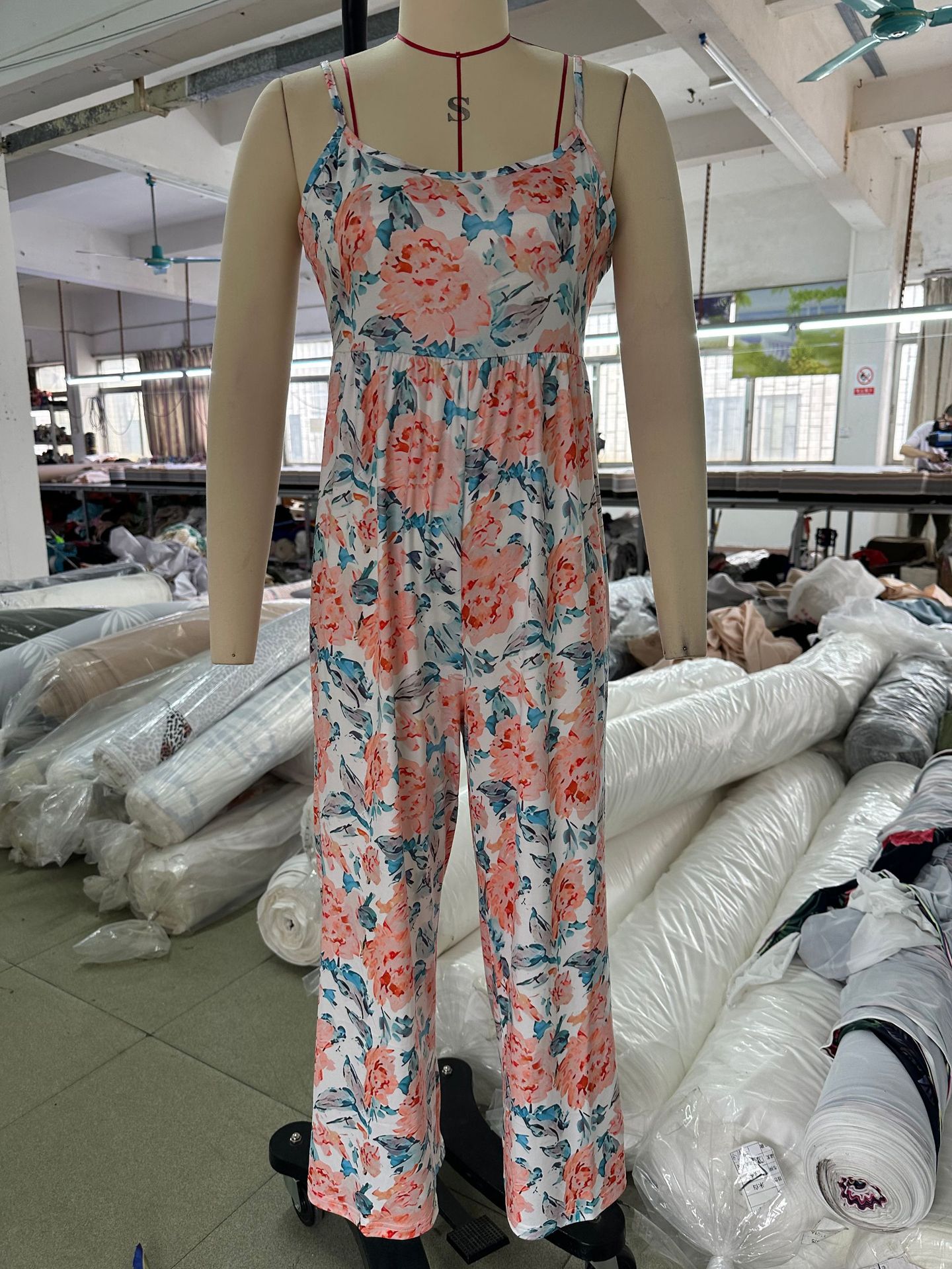 Summer High Waist Wide Leg Jumpsuit Women Floral Strap Backless Jumpsuit Women