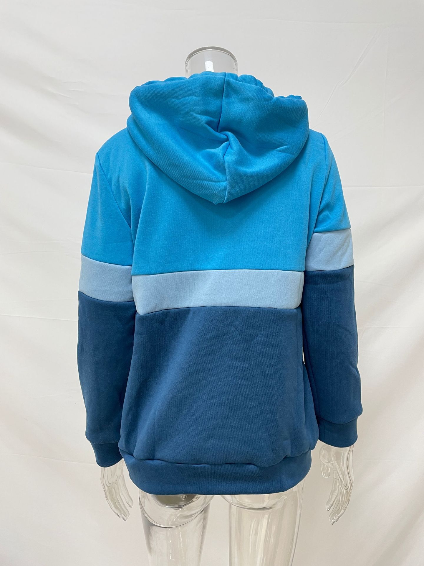 Women Sweatshirt Autumn Winter Solid Color Stitching Casual Pullover Hooded Sweatshirt for Women