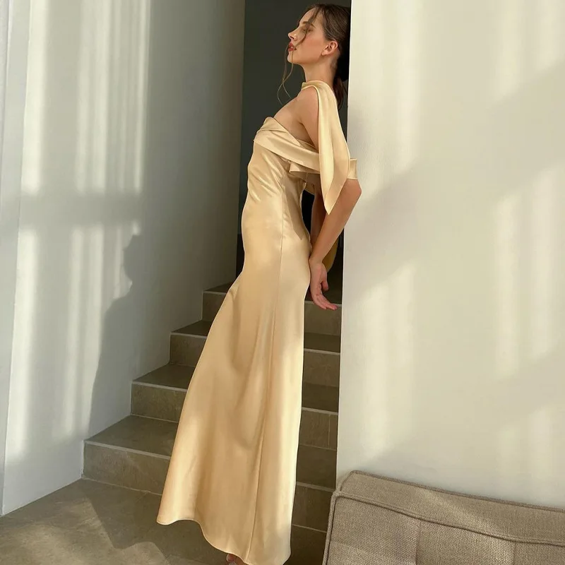 Sexy Backlesss Long Dress For Women Elegant Off Shoulder Sleeveless Dresses Lady Party Temperament Wedding Dress Woman