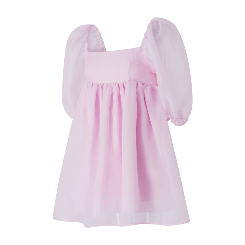 Puffy Dresses for Women y2k Aesthetic Solid Color Square Neck Bubble Sleeve Dress Sweet 2000s Party Dresses Streetwear