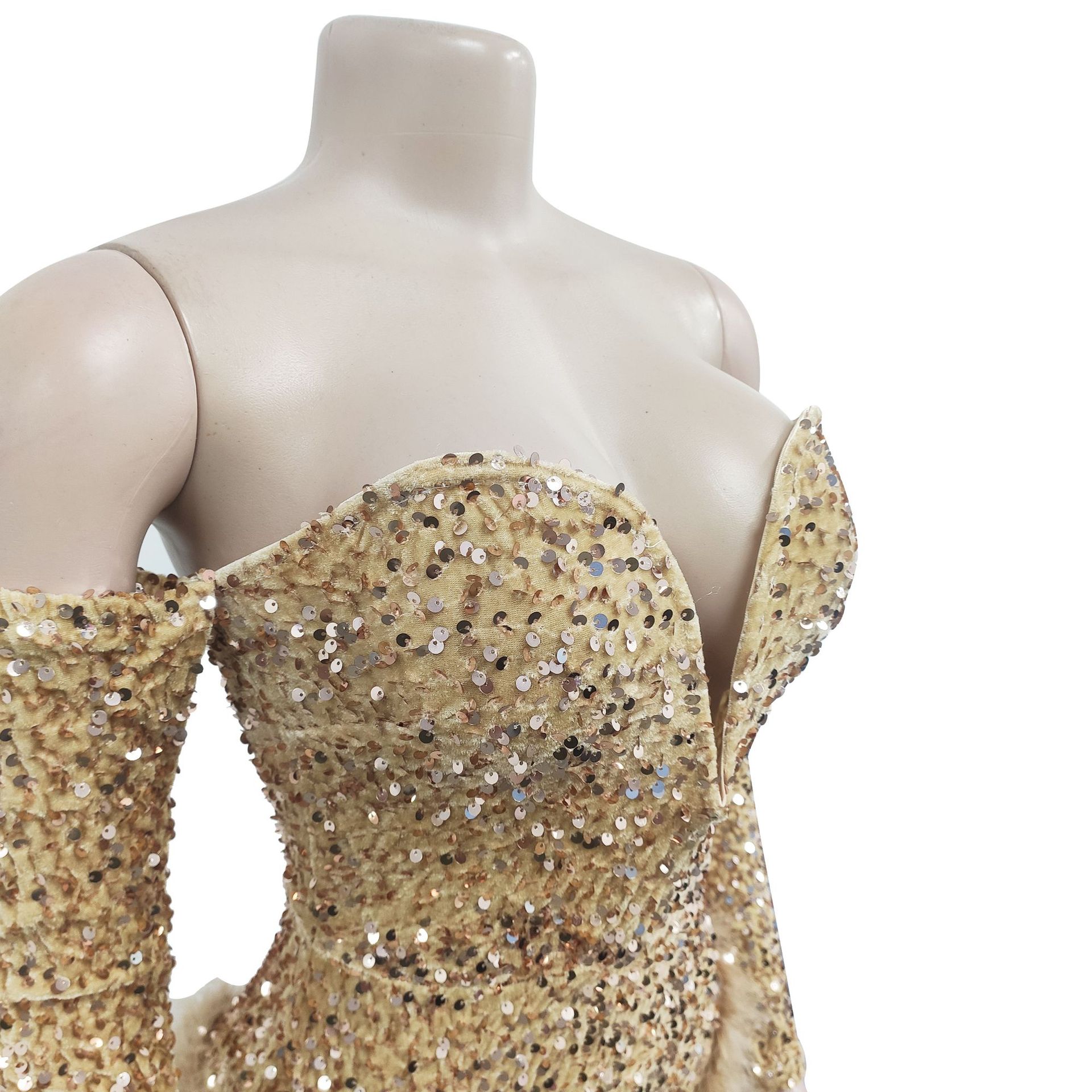 Women Wear Solid Color Sequin Long Sleeve Shorts Jumpsuit Women