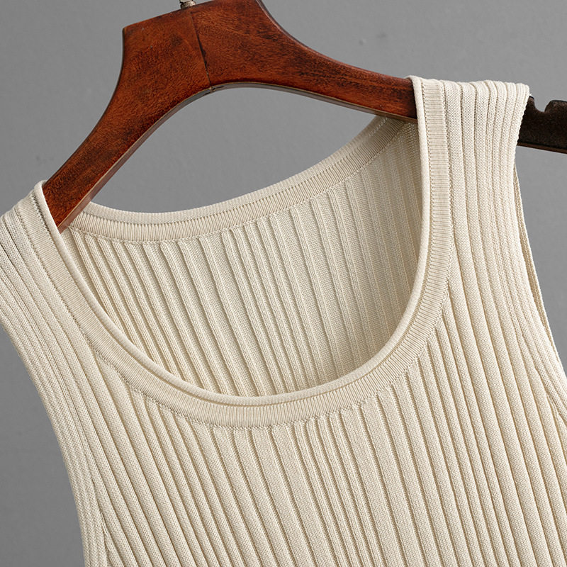 Summer Inner Wear Women round Neck Sleeveless Top Knitted Two Piece