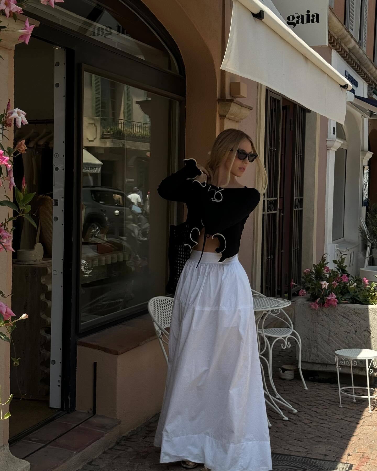 Spring Floral Edge Stitching Contrast Color Black Long Sleeve Knitted Cardigan Women Slimming Short Top Women