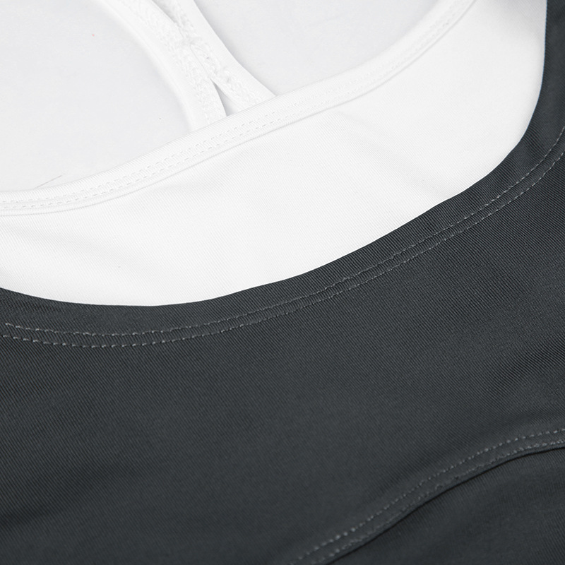 Sports Fashionable Women Clothing Faux Two Piece Split Fitness Yoga Straps Tight Jumpsuit Casual Trousers