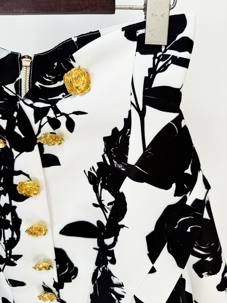 Star Tulip Waistline Rose Metal Buckle Printed Short Skirt Skirt