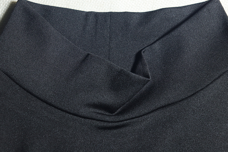 Personality Women Wear Pleated Stitching Tied Slim Fit Bag Hip Dress Casual Solid Color Stand Collar Short Dress