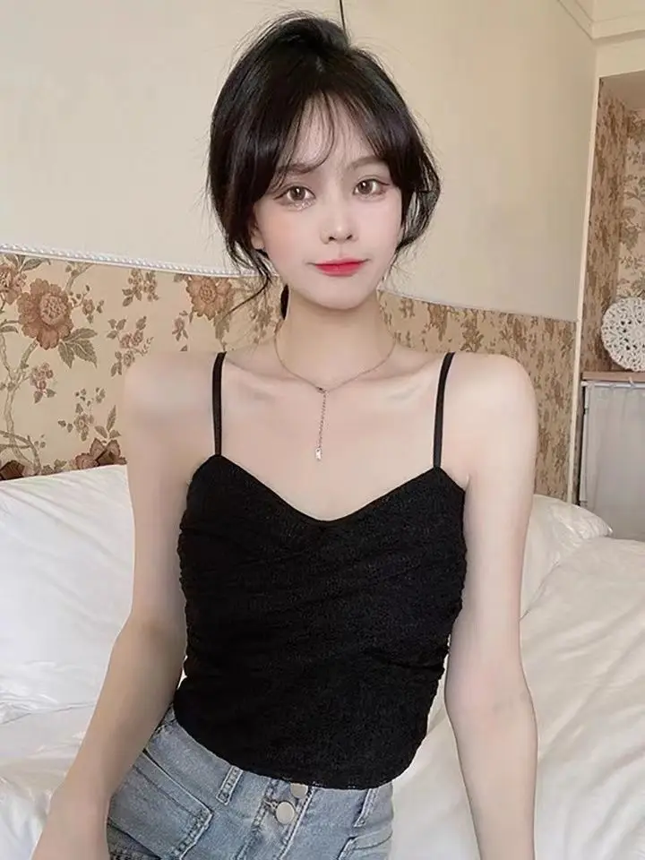 Sexy Streetwear 90s Crop Top Women Korean Fashion Tube Tops Sleeveless With Strape Tank Top Camis Chain T Shirt