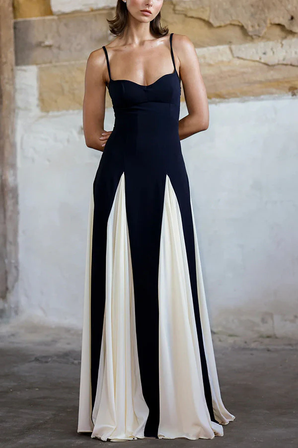 Eternal elegant stitching black and white tulle wavy dress