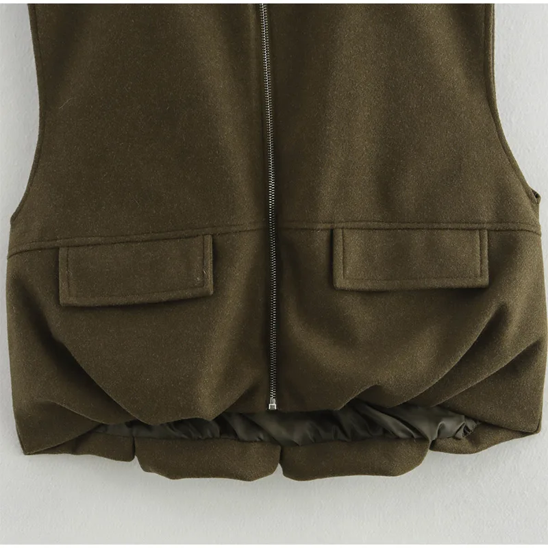 Street Zipper Waistcoat For Women Zipper O-neck Sleeveless Thick Warm Vest Top Female 2025 Spring Lady All-matching Outwear New