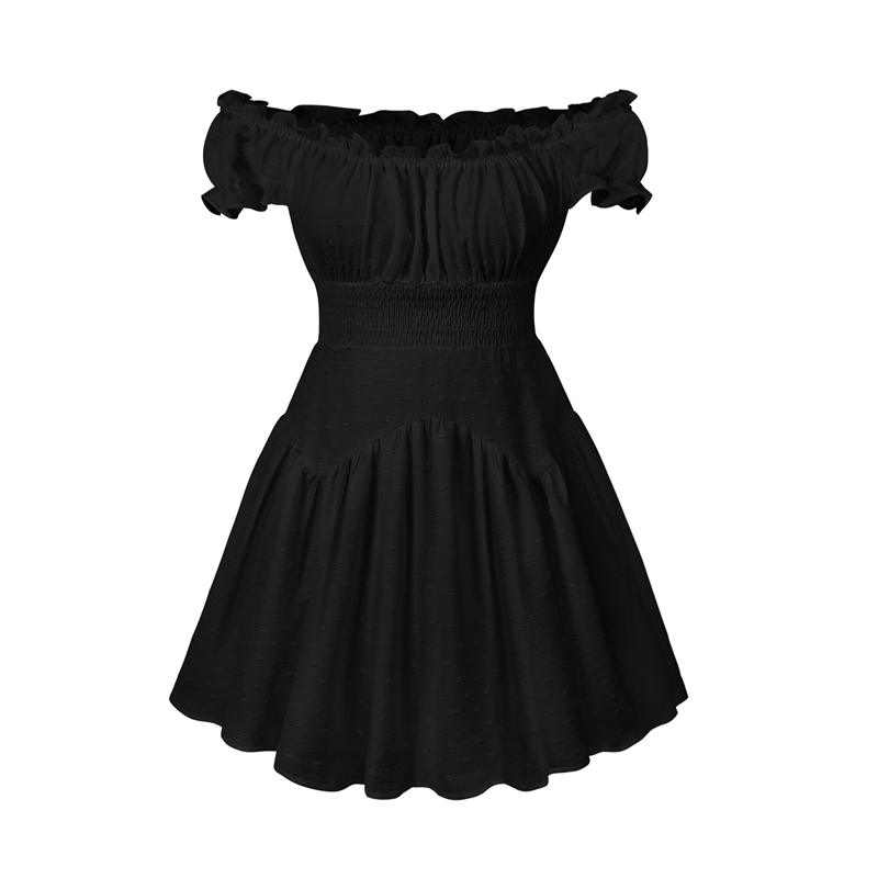 Swiss Dot Dress Women Summer Clothes Off Shoulder Short Sleeve High Waist Mini Dress Elegant Ladies Dresses Clubwear