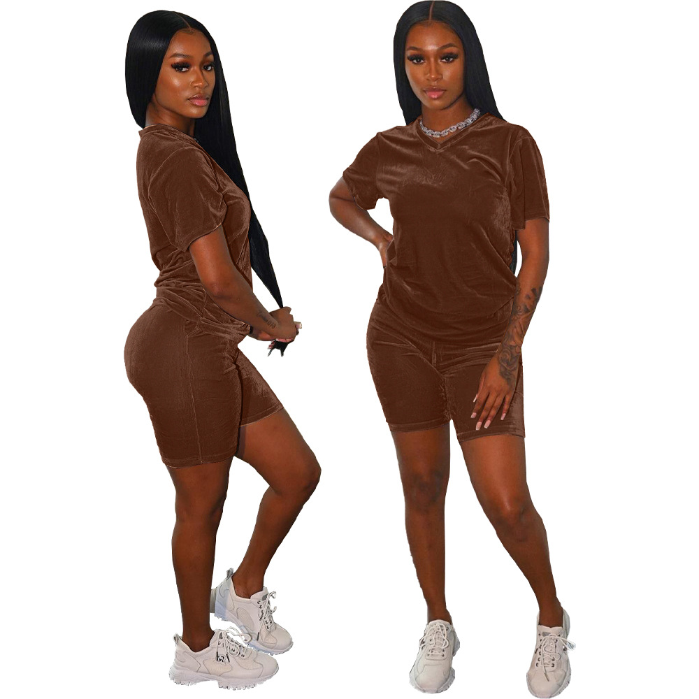 Women Clothing Velvet Women Casual Suits Two-Piece Set Romper