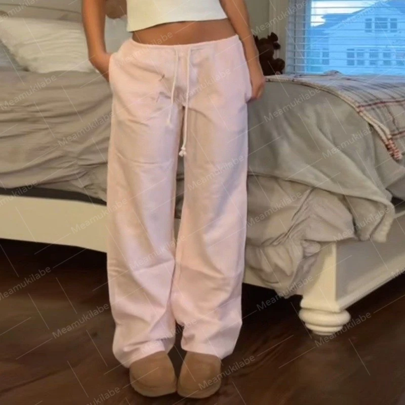 Comfy Loung Pants Streetwear Casual Tie Up Waist Wide Leg Trousers Y2K Vintage Striped Loose Pants Women Pajamas Sleepwear