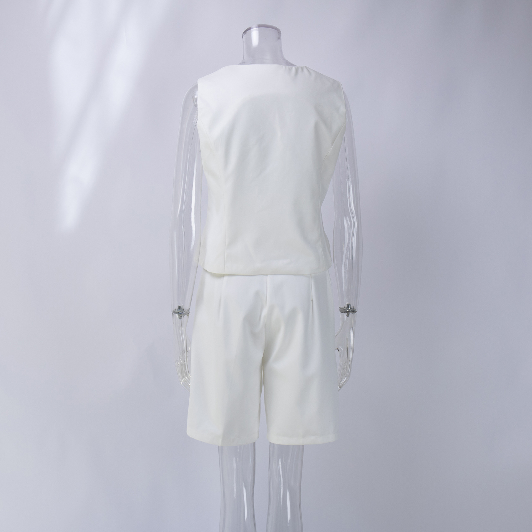 Vest Jacket Spring Summer V neck Single Breasted Vest Straight Shorts Set