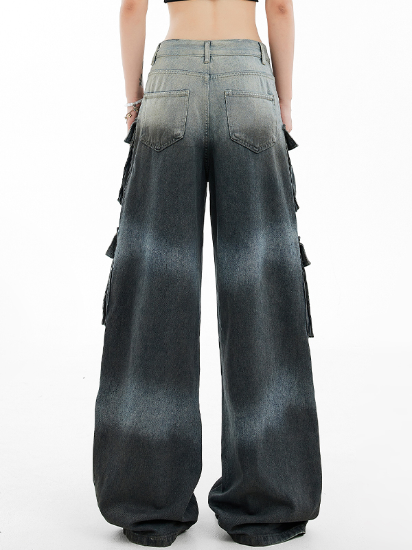Loose slim gradient design Cargo Jeans