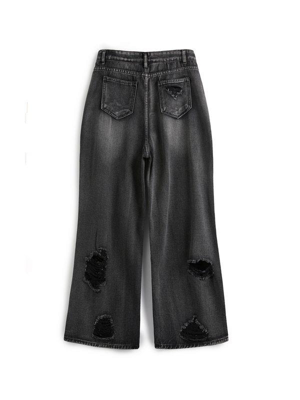 Washed Black Ripped Boyfriend Jeans