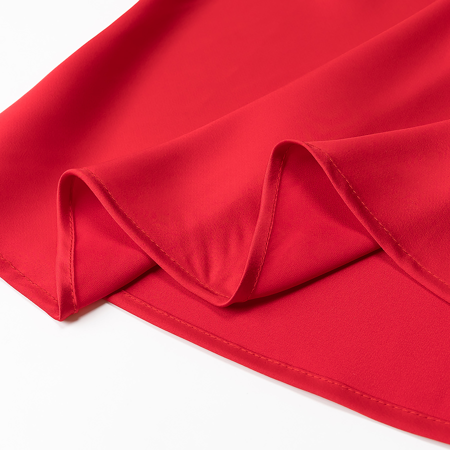 Homemade Women Clothing Classic Simple Silk Satin Texture Midi Dress
