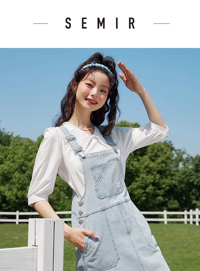 Denim Suspender Dress Women Summer New High-Rise Retro Playful Short Dress