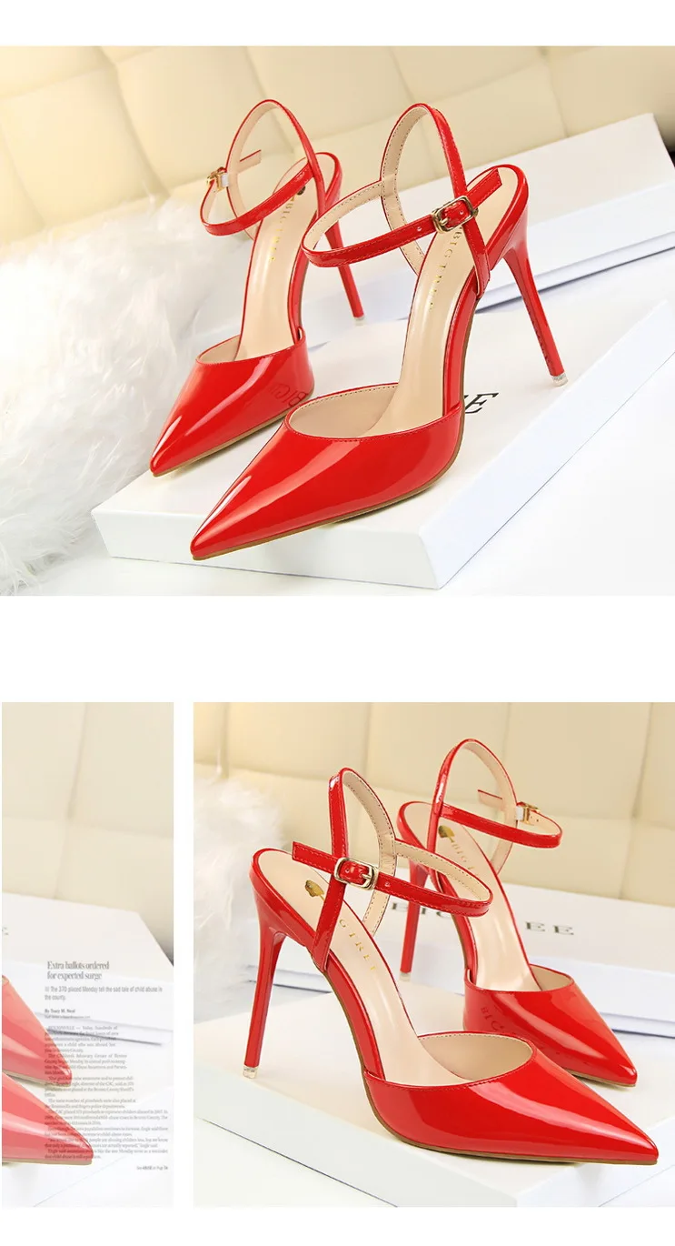 Shoes Fashion High Heels Shoes Patent Leather Woman Pumps Sexy Women Heels Blue Sliver Stiletto Heels Women Sandals