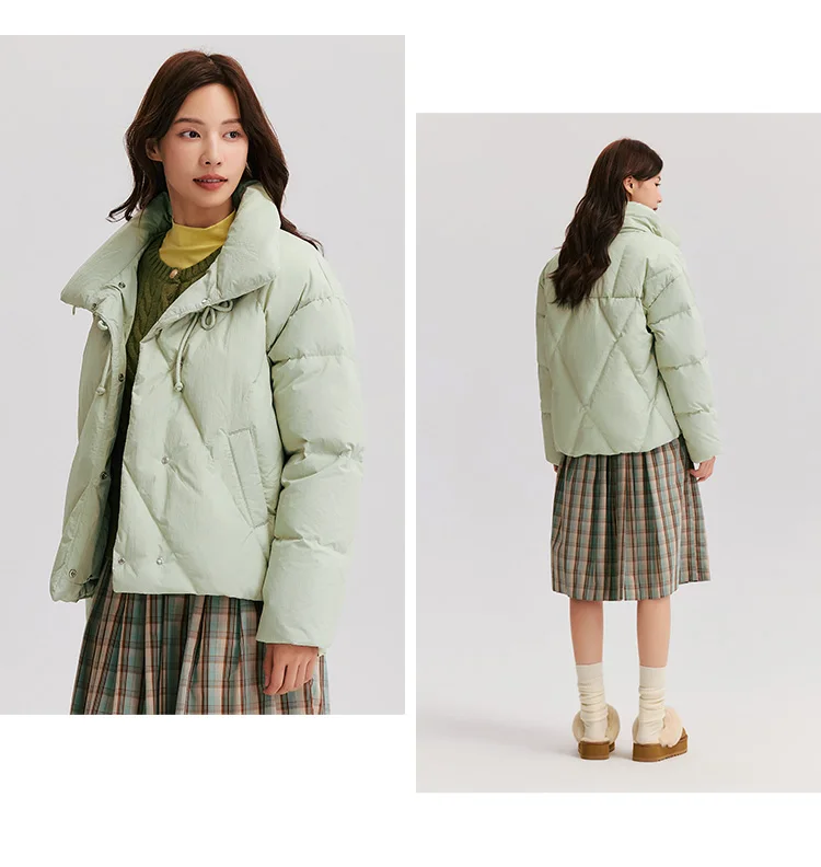 Down Jacket Women Chinese Style Disk Button Gentle Series Sweet New Winter Stand Collar Loose Texture Thick Coat