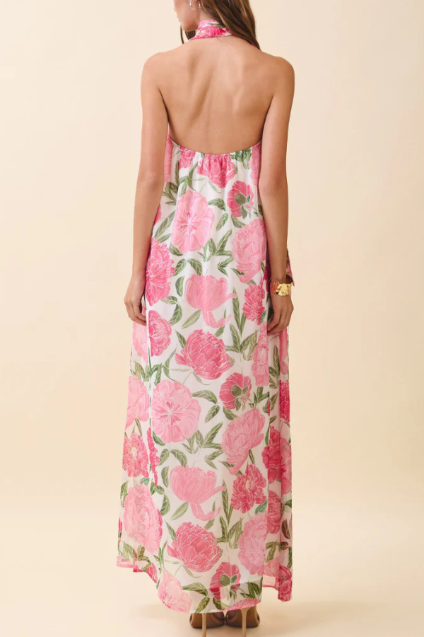 Floral Print Sleeveless Off-shoulder Loose Casual Maxi Dress