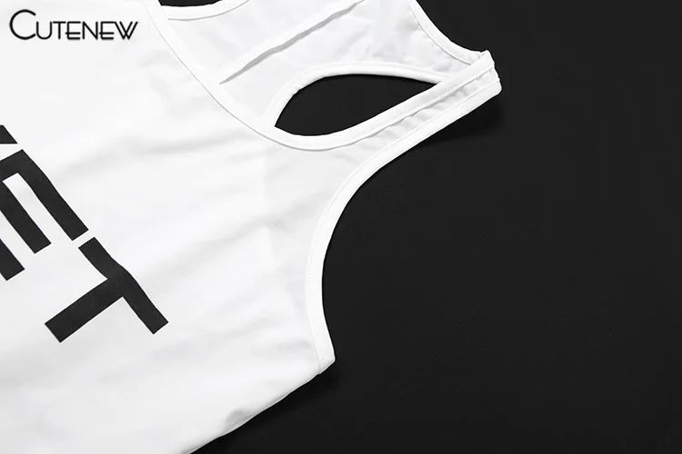 Letter Print Playsuits Women Concise Casual Summer Tank Style O-neck Slim Rompers Female Sporty Style Basic One Piece