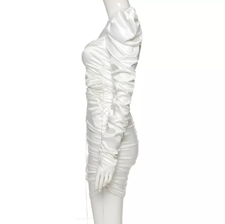 Cute Diamond Ruched Bandage Lace Up Hollow Out Long Sleeve Bodycon Dress Summer Party Club Aesthetic E-Girl Kawaii Korean Japanese Harajuku