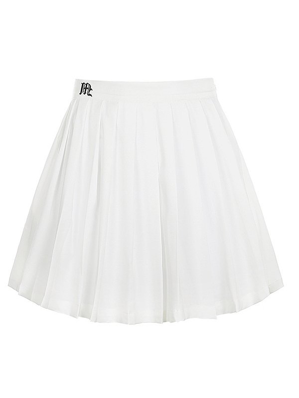 Lined Detail Embroidery Pleated Mini Skirt