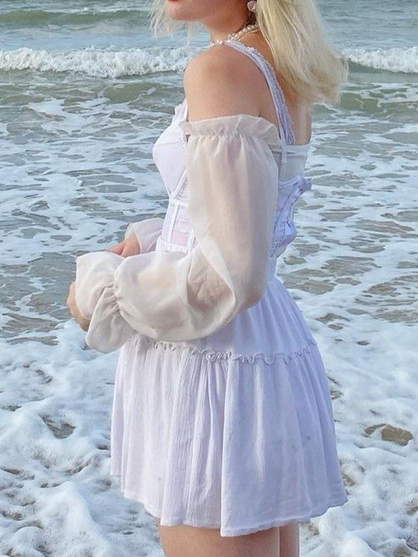 Frill Trim Versatile White Mini Skirt