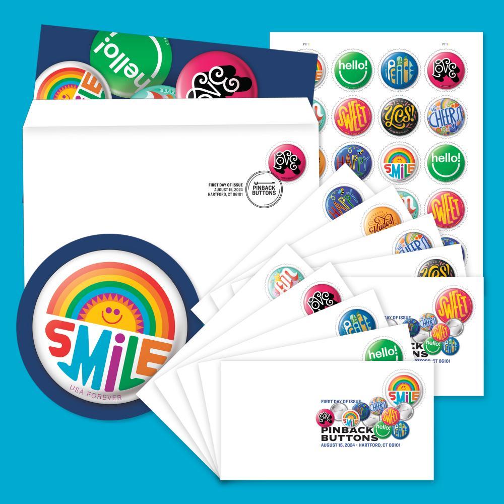 2024 Pinback Buttons Forever Stamp
