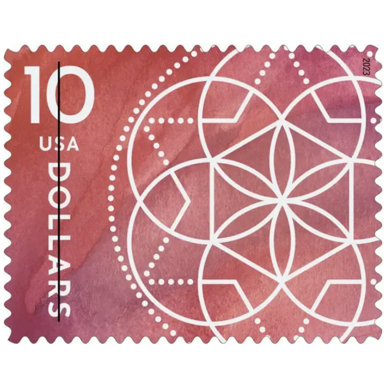 $10 Floral Geometry Stamps - 2023-StampResale