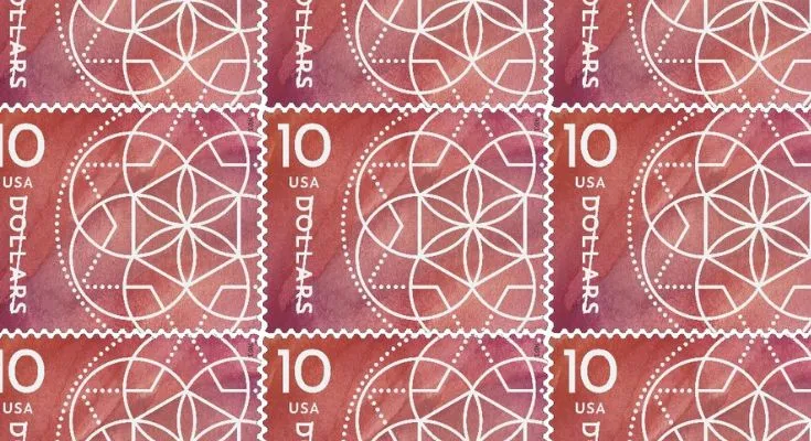 $10 Floral Geometry Stamps - 2023-StampResale